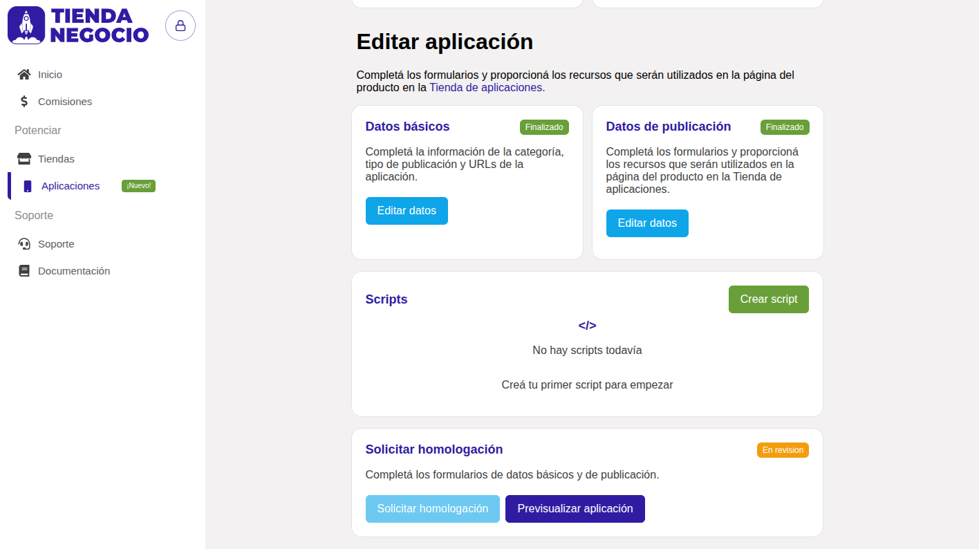 Editar aplicación