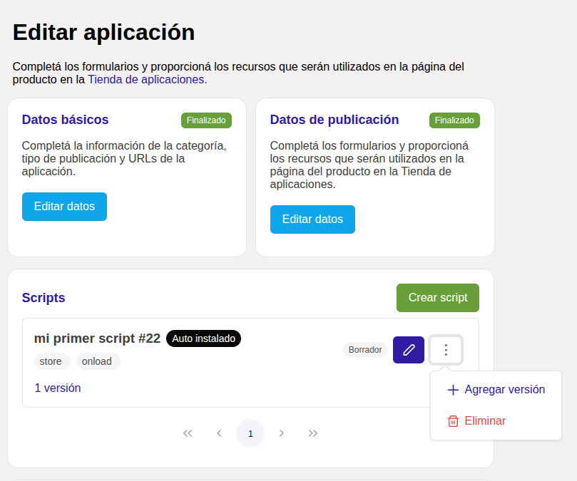 Opciones del script