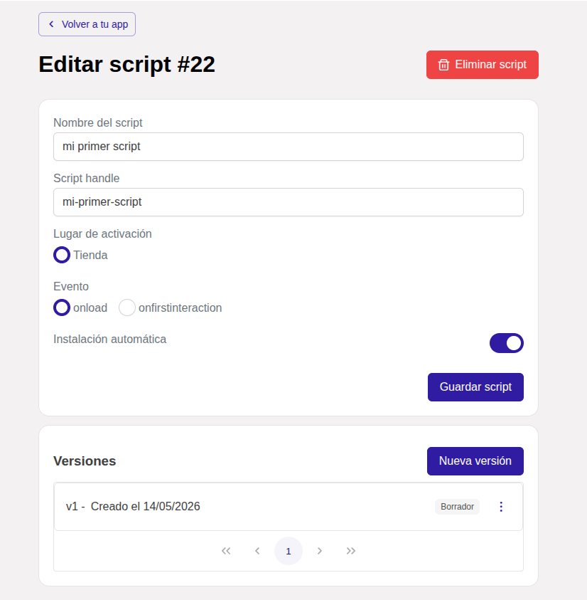 Información del script